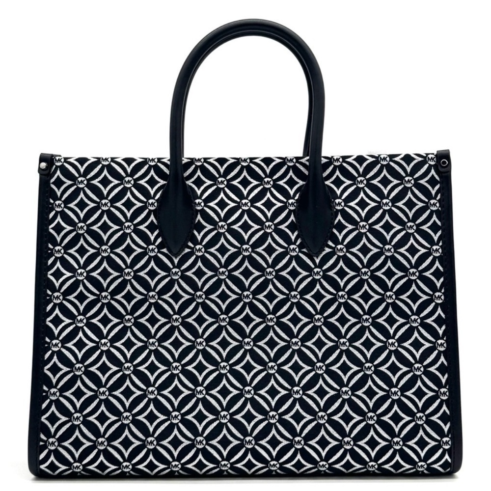 Michael Kors Mirella Medium Logo Tote Bag Black/Silver - Picture 5 of 9